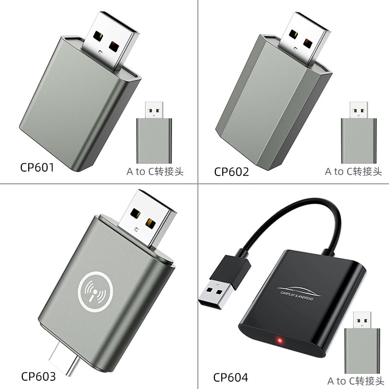 CP601 iPhone CarPlay box, Android dual-channel vehicle-mounted internet connection module, wired to wireless CarPlay adapter