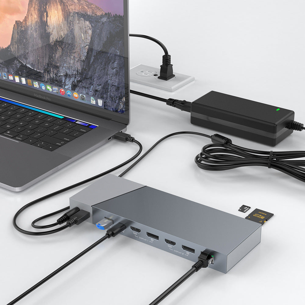 DS933 The 16-in-1 DisplayLink docking station supports multi-screen output for Mac OS and is a versatile docking hub with multiple functions for MST (Multi-Stream Transport)