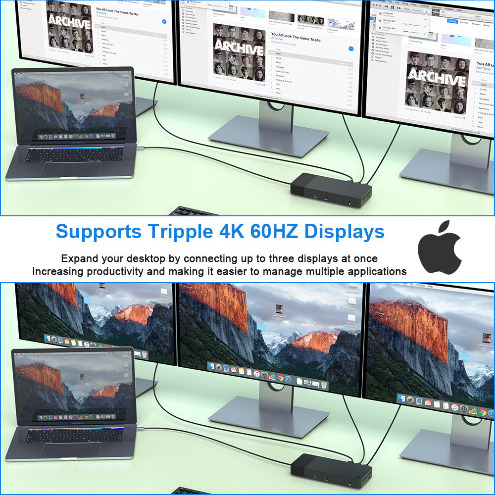 DL200 Type-C docking station with DP 4K 60Hz split-screen expansion, Gigabit network port, USB 3.0 hub