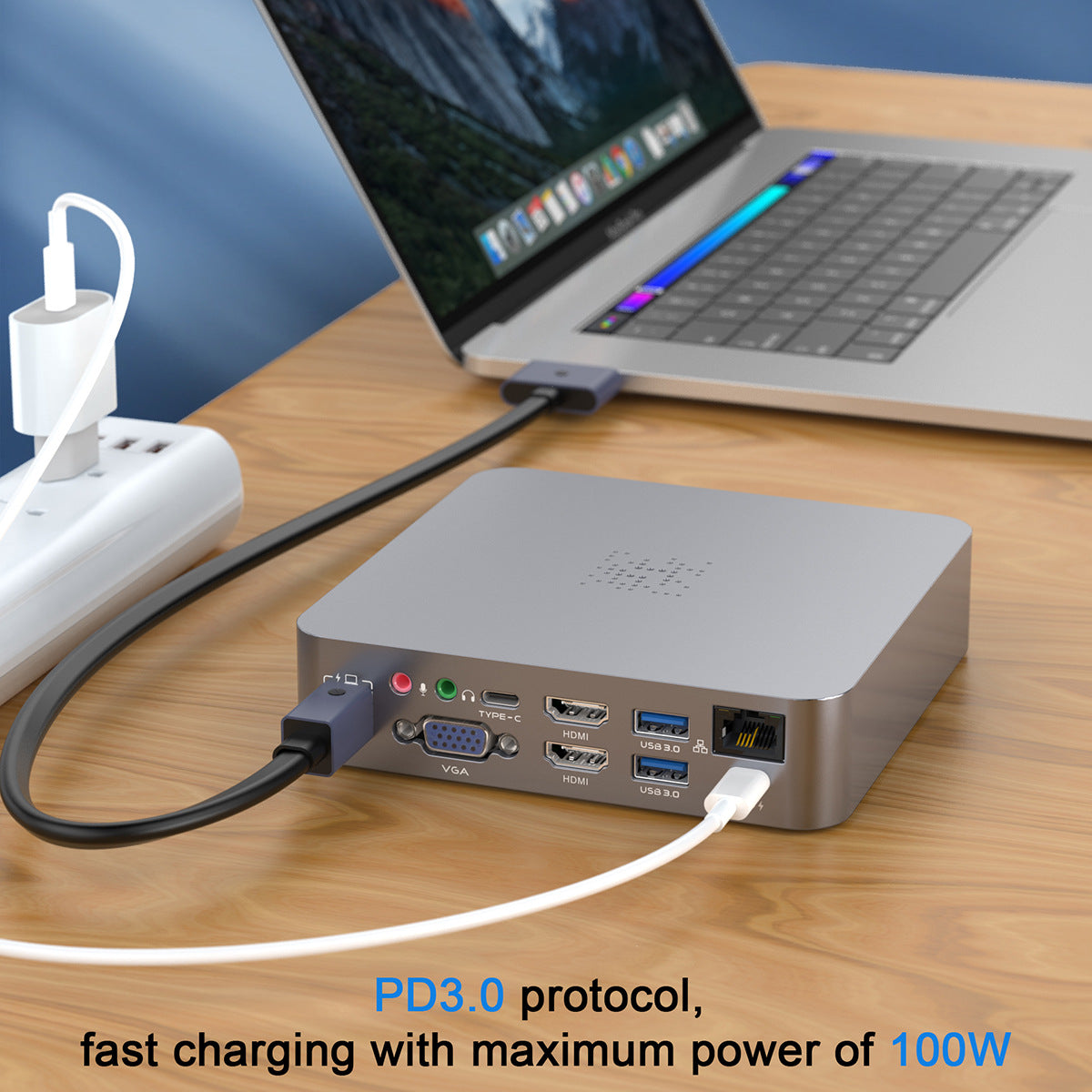 MH480 Dual Type-C Expansion Dock for MacBook, 100W PD Fast Charging USB Hub and HUB Adapter