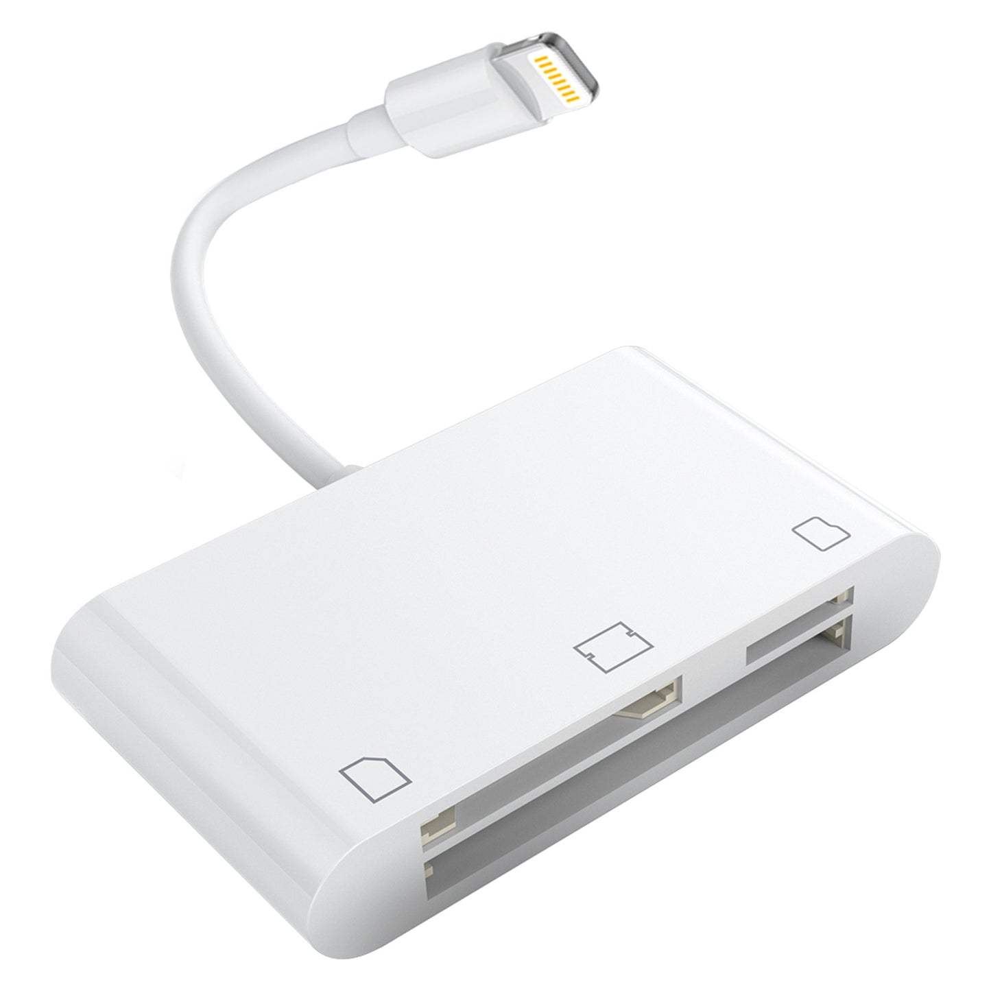 AP438 Applicable to iPad and iPhone with Lightning interface, this product features a three-in-one card reader that supports CF, SD, Micro SD and TF formats