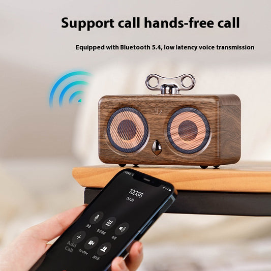 Cute Retro Bluetooth Speaker with Custom Fun Face Design Unique Wooden Gift Idea for Holiday Birthday Home Decor Living Room