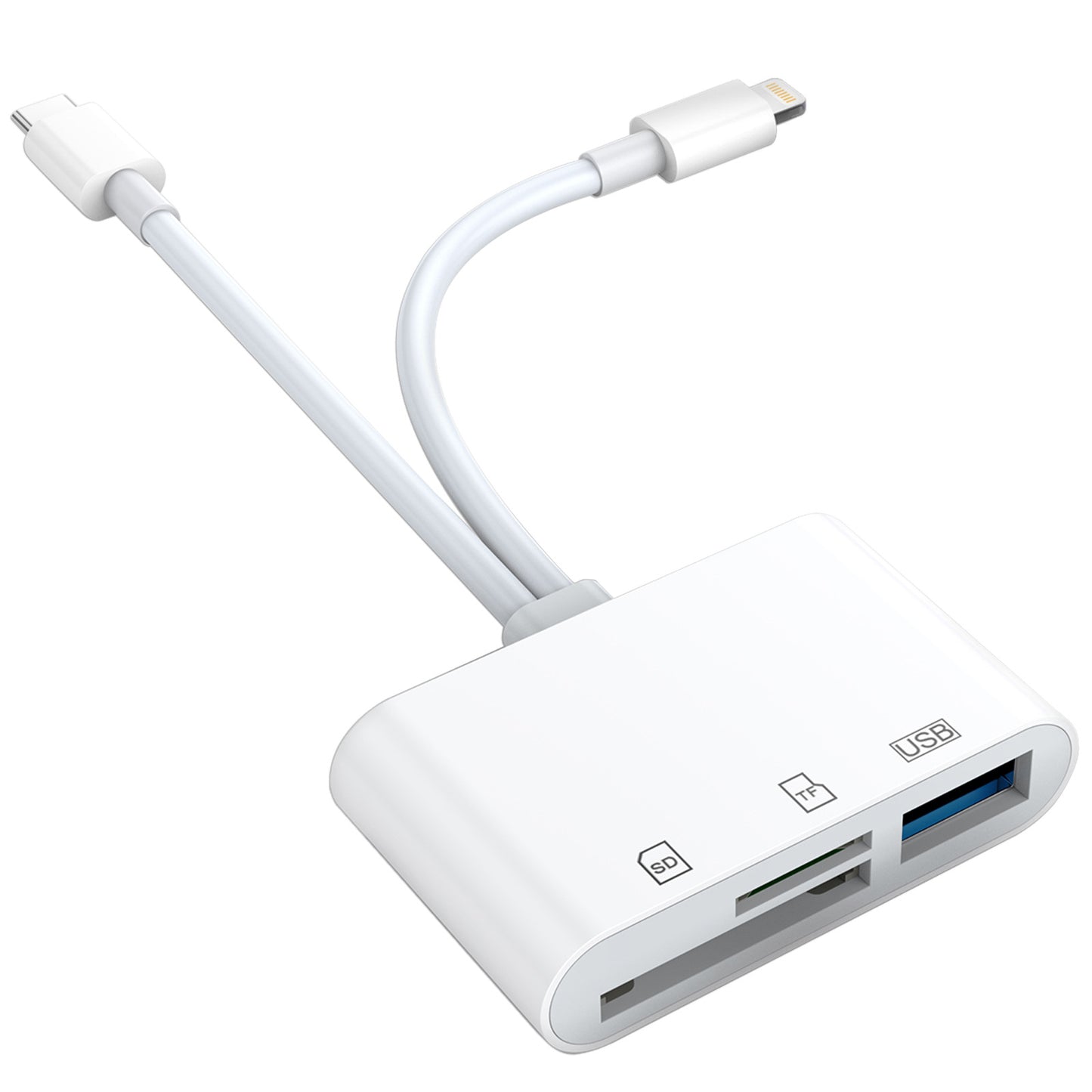 AP439 Applicable to Apple and Android mobile phones, this OTG two-in-one interface can be used to convert into an SD/TF/USB2.0 card reader expansion dock/HUB