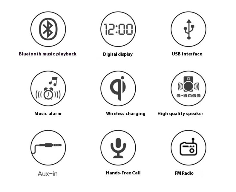 3 in 1 Wireless Charger Speaker Clock Stand Compatible with iPhone  Qi-Enabled Phones Fast Charging Dock