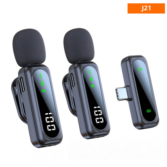 J21 Wireless Lavalier Microphone System - 2 Lapel Mics with 1 USB-C Receiver & Charging Case, Noise Reduction for Crystal Clear Interviews, Podcasts, Teaching, iPhone Android PC Camera Content Creation