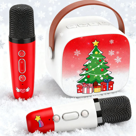 Christmas Tree Pattern Kids Microphone- Sing-Along Toy with Flashing Lights & Music for Holiday Fun